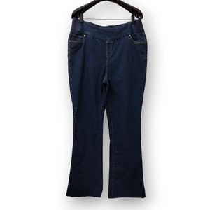 Woman Within Women's Plus Size 16W Blue Pull On Bootcut Dark Wash Stretch Jeans